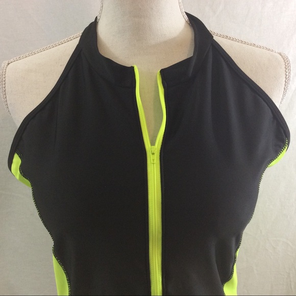 XXL Halter Zip Front One Piece Swimsuit - Picture 2 of 4